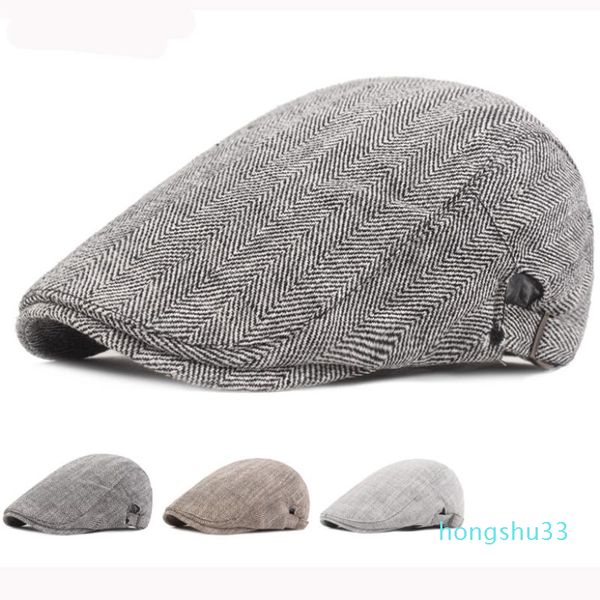 

ht3096 berets spring autumn cap hat retro newsboy ivy flat cap vintage striped artist painter hat adjustable men women beret, Blue;gray