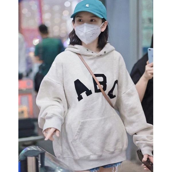 

luxury brand hoodie jacket coats autumn winter of 2021 song zuer's same pullover printed letters boyfriend style persona, Black