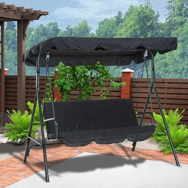 

shade terrace swing chair cover 2 pieces / set universal garden dustproof 3-seater outdoor (black)