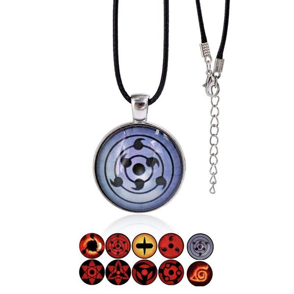 

pendant necklaces anime narutos sharingan eye couples glow necklces punk hip hop goth leather fashion fans men women clavicle chains girl pe, Silver