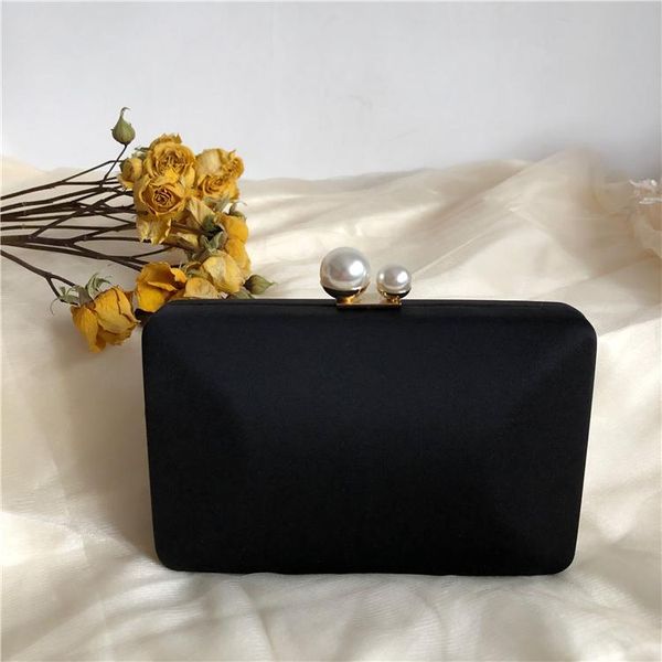 

evening bags women's pearl wedding clutches bag silk clutch bride with rhinestone shoulder chain