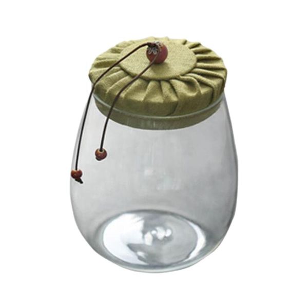 

600ml cloth cover grain container sealed storage container glass jar empty storage bottle for loose coffee bean sug