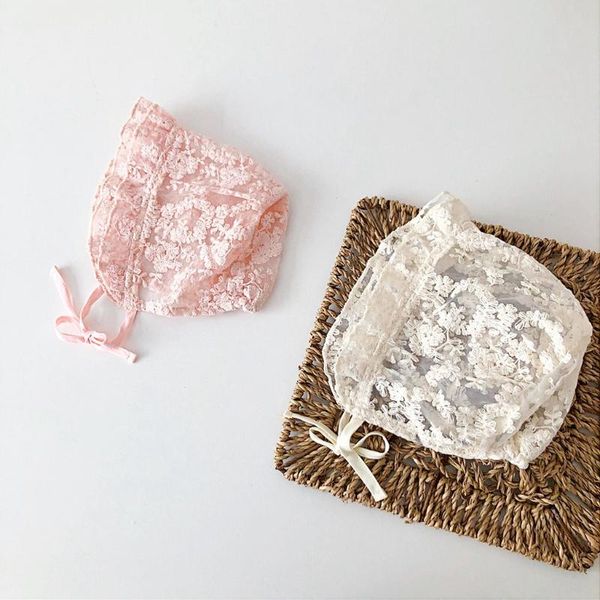 

caps & hats 634f baby lace flower sun hat born pography props princess white shower gifts cotton beanie bonnet cap for toddler, Yellow