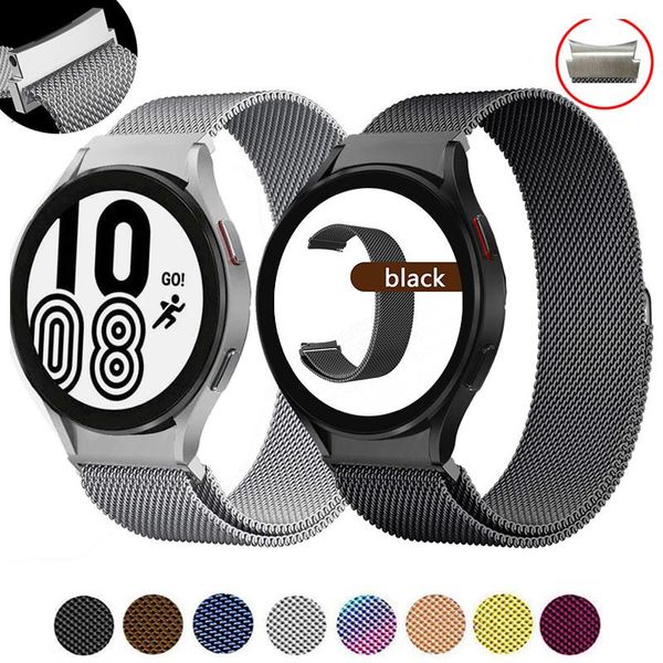 

watch bands no gaps magnetic strap for samsung galaxy 4 44mm 40mm curved end metal belt bracelet watch4 classic 46mm 42mm band, Black;brown