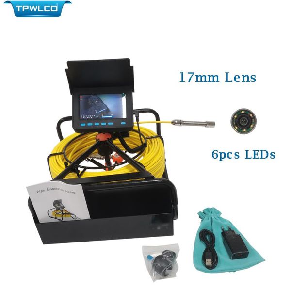 

cameras dvr video recording 16gb card handheld industrial pipe inspection camera 4.3'' 17mm drain sewer pipeline endoscope cctv
