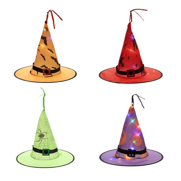 

party hats 4pcs luminous witch drama performance funny printing hat with led