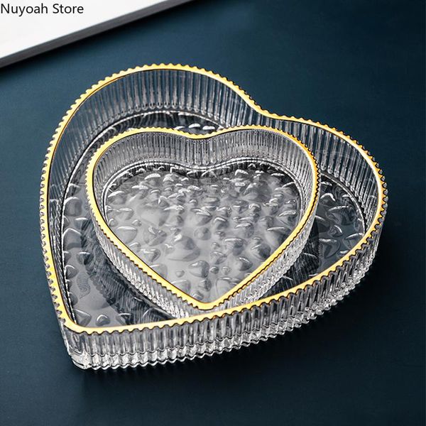 

dishes & plates creative love heart-shaped glass fruit plate light luxury european-style phnom penh large-capacity cake