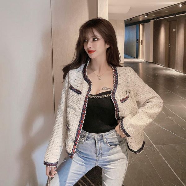 

women's jackets 2021 autumn winter women tweed jacket coat runway single breasted weave female fashion vintage outerwear black white, Black;brown