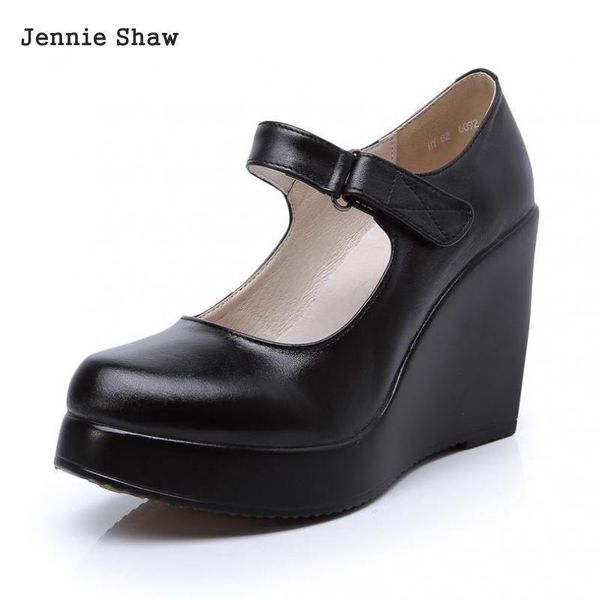 

dress shoes high-heeled women genuine leather platform mary janes sys-1616, Black