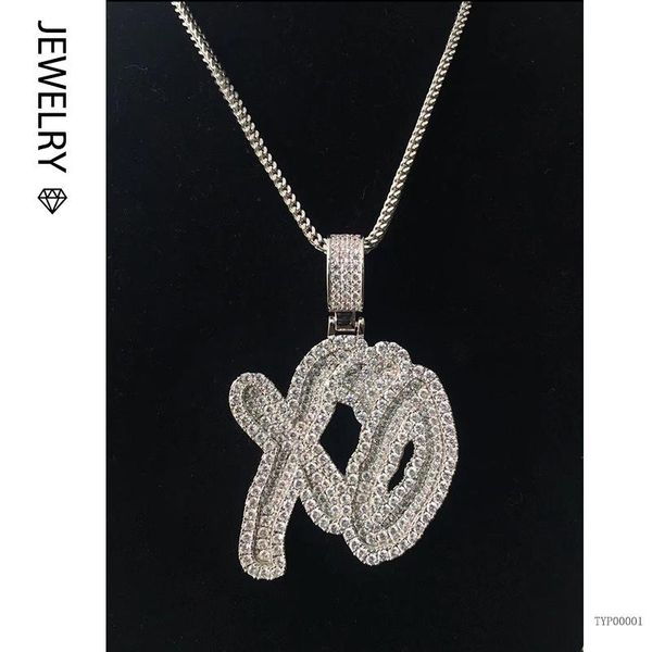 

chains 2021 xo rap pendant is inlaid with zircon and can rotate necklace, fashionable titanium steel necklace, Silver