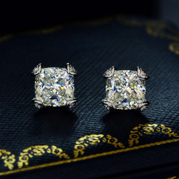 

hbp fashion luxury jewelry japanese and korean new versatile chaoren fat square ice cut high carbon diamond women's * 8 simple earrings, Golden