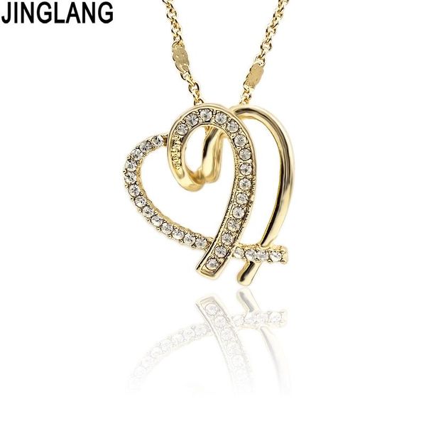 

pendant necklaces jinglang fashion necklace womens heart jewelry hollow out clavicle link chains for women accessories girlfriend gift, Silver