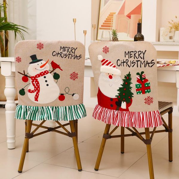 

chair covers christmas cover santa face mask snowman decoration linen for kitchen dining room chairs seat home
