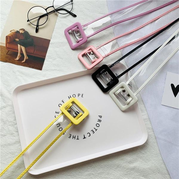 

belts kpop women belt holographic transparent ladies pvc waistband jelly color shiny bondage straps for lady jeans correas, Black;brown