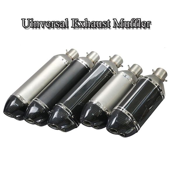 

motorcycle exhaust system universal muffler tip end pipe carbon fiber tube double-outlet escape modified for atv
