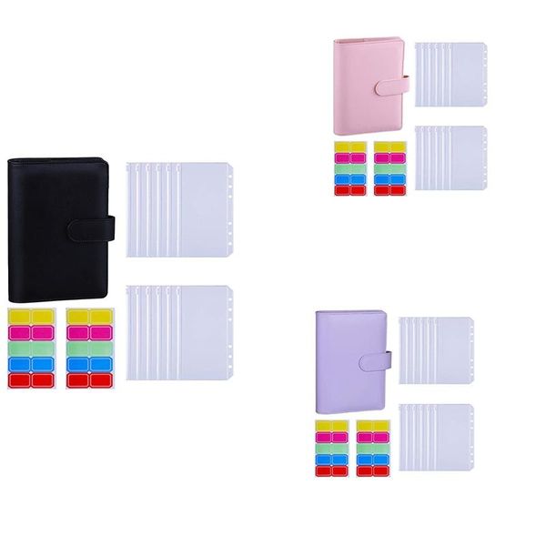 

a6 pu binder sleeve with 12 pcs a6 binder bag 6 buckle cash budget