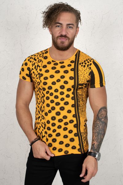 

orange multi pattern oval cut men 's tee shirt 2002021 nl9m, White;black