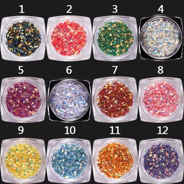 

nail glitter one box holographic mixed hexagon shape embossed 3d sequins laser sparkly flakes manicure nails art decoration, Silver;gold