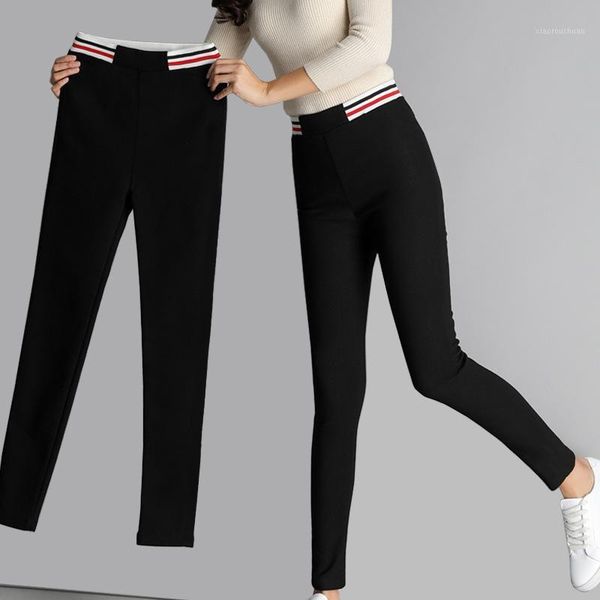 

women high waist pencil pants korean elastic tightening leggings for women's, Black