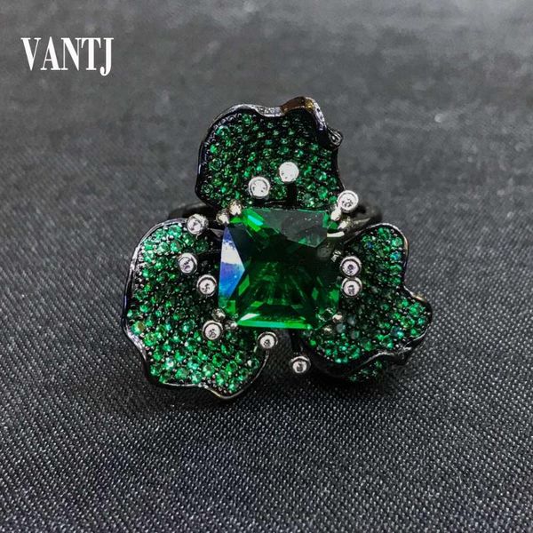 

cluster rings created gemstone sterling 925 silver emerald 10mm for women wedding anniversary party fine jewelry gift, Golden;silver