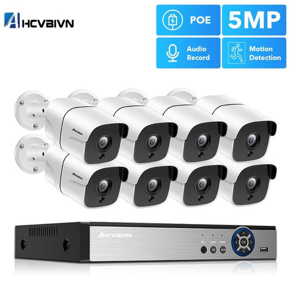 

face ai h.265 8ch 5mp hd poe nvr kit cctv security system two way audio ai ip camera outdoor p2p video surveillance set 2tb hdd