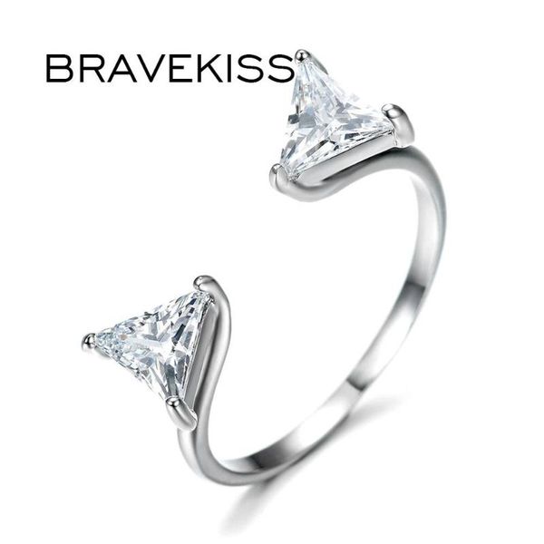 

wedding rings bravekiss triangle cubic zirconia fashion adjustable open for women jewlery party gifts accessories bur0216, Slivery;golden
