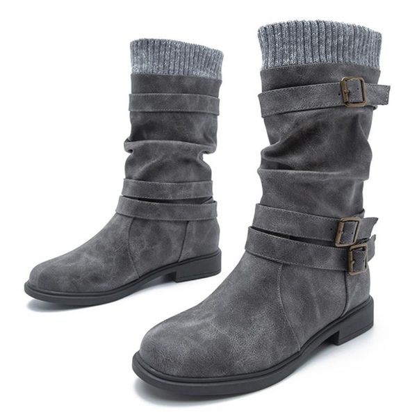

boots fashion women winter mid-calf tube quality knitting long comfort flat botines mujer knight boot female botas cx269, Black