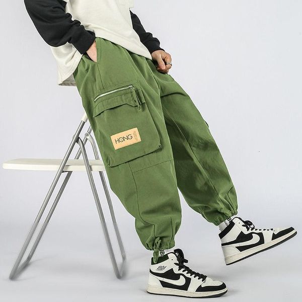 

2021 men's fashion trend loose casual pants hip hop style harem pants joggers sweatpants fashion homme streetwear trousers, Black