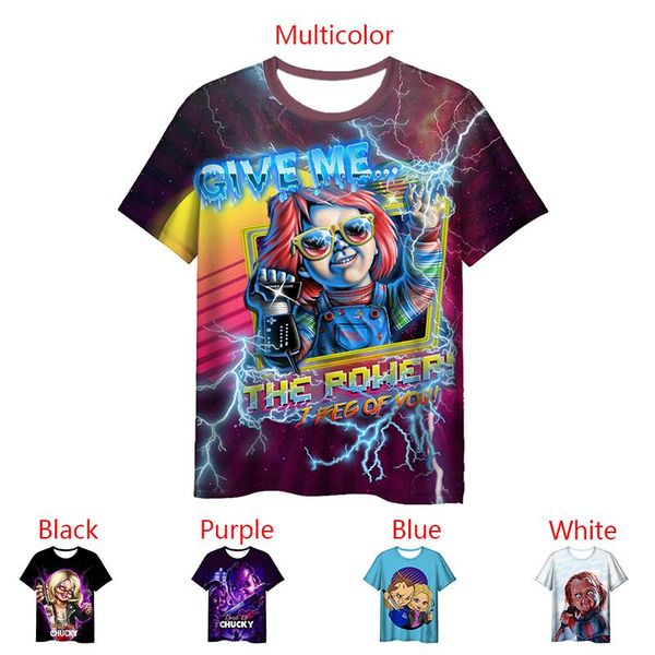

men's t-shirts multiple style custom men woman 3d printed horror movie tee chucky short sleeve round neck tshirt fashion casual, White;black