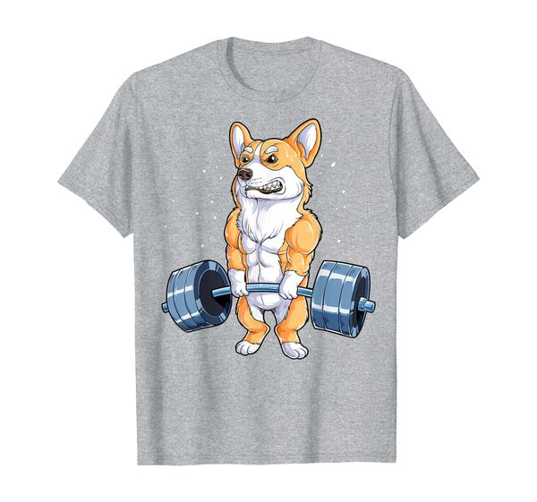 

corgi weightlifting funny deadlift men fitness gym workout t-shirt, White;black