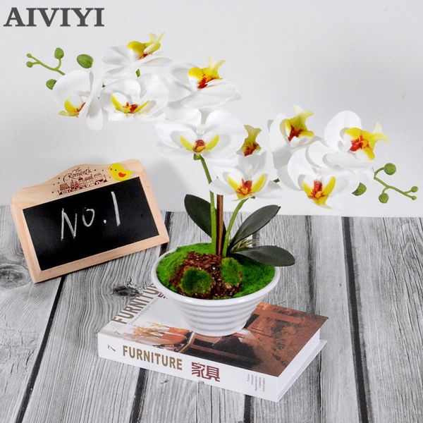 

decorative flowers & wreaths 5 silk orchid bonsai artificial flower latex phalaenopsis home decor wedding feel orchidea silicon decoration