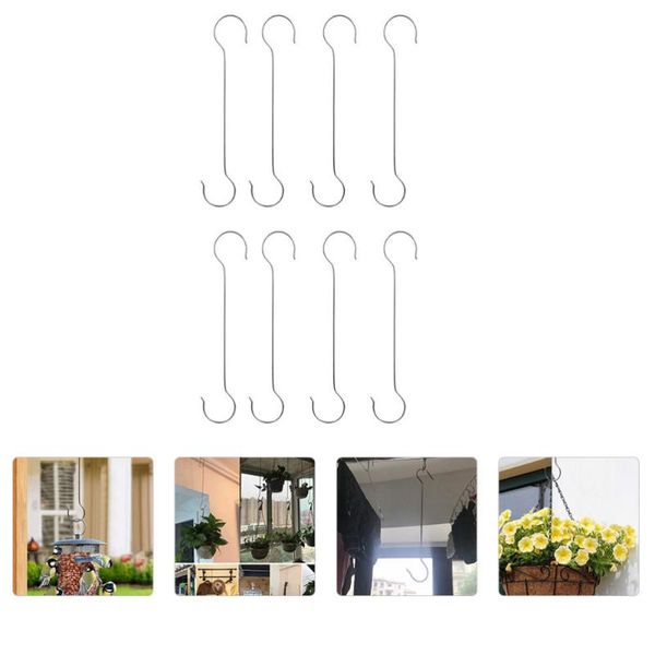 

hooks & rails 8pcs silver s-shaped hanging hook practical flowerpot for home