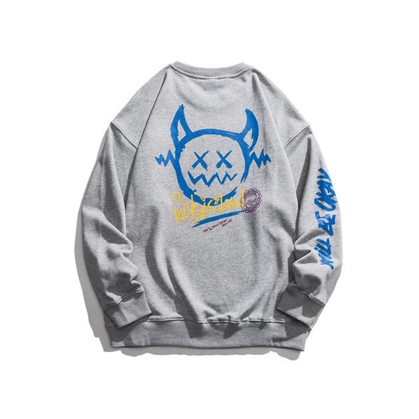 

south summer dress 2021 autumn new base coat campus art style small pattern printing loose sweater men, Black