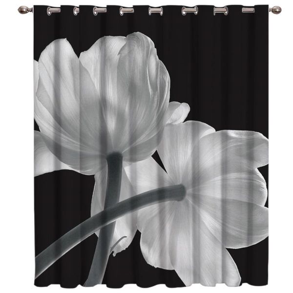 

curtain & drapes black and white tulips flower window treatment ideas for large windows room ening french doors insulated bathroom decor