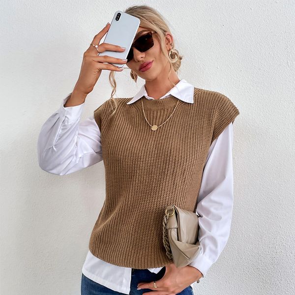 

women's 2021 autumn small fragrance vest sleeveless knitted sweater women, White;black