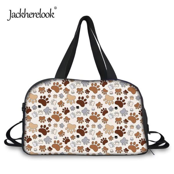

duffel bags jackherelook cute dog footprint clothes storage travel handbag shoulder bag for women girls large sports gym luggage
