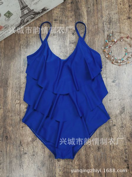 

17 year solid color fattening and enlarging women' sports swimsuit, ruffle swimsuit, Red;black