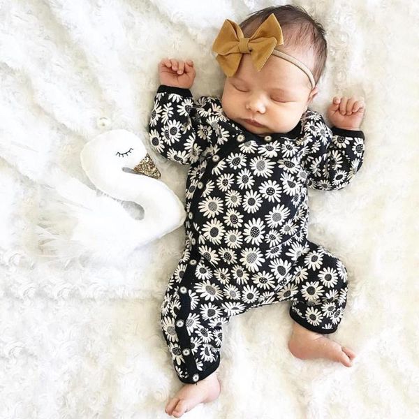 

baby bodysuit 2021 newborn infant baby boy girl sunflower floral jumpsuit outfits sweet clothes with high quality, Blue