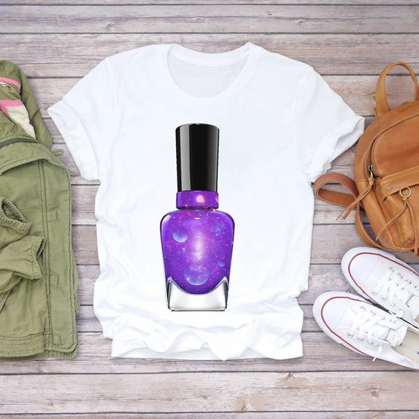 

women 2021 summer fingernail space nail art fashion print lady t-shirts t shirt ladies womens graphic female tee t-shirt, White