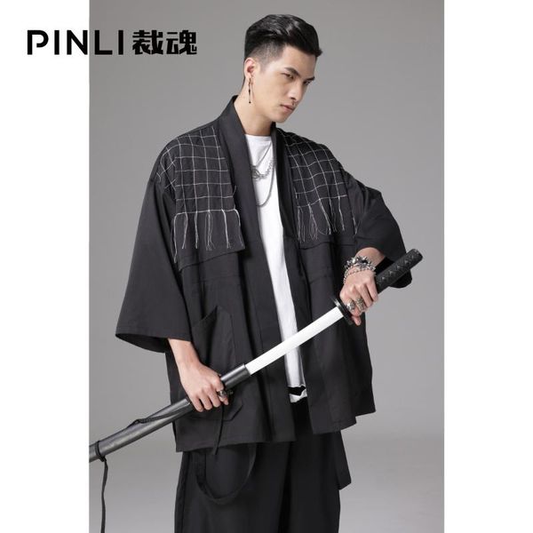 

men's jackets male man casual pin li 2021 spring dark plaid embroidered jacket bc211104097, Black;brown