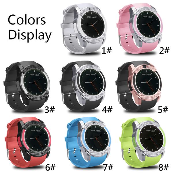 

v8 smart watch wristband watch band with 0.3m camera sim ips hd full circle display smart watch for android system