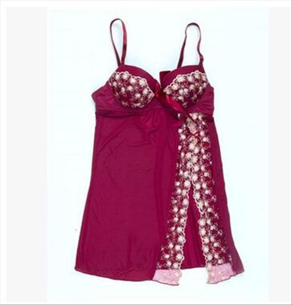

2015 women fashion silk sleepwear lace hallow out floral sleeping dress nightgown set & t-back camisola ap039, Black;red