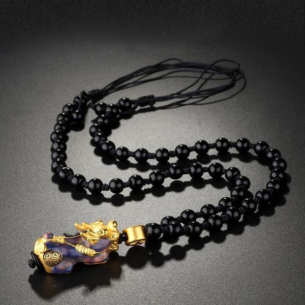 

and cold discoloration mythical wild animal beaded necklace fashion personality couple chain jewelry valentine's day gift, Silver