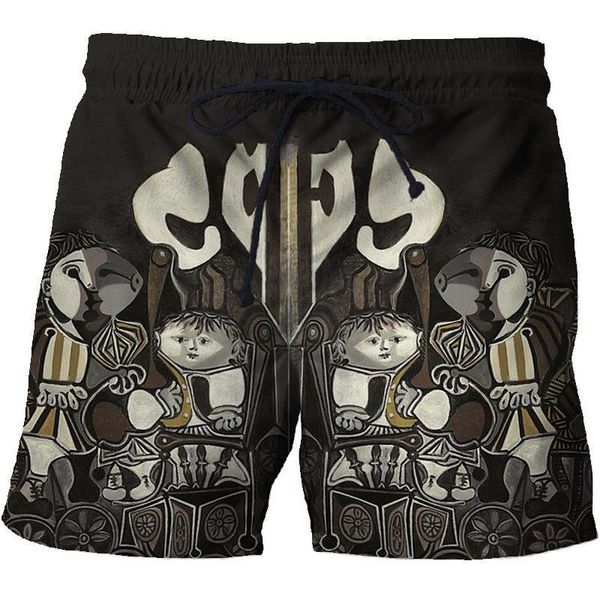 

men's shorts xl beach pants 3d printing world famous painting surf gym surfing swimwear trend art, White;black