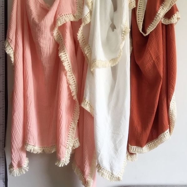 

fringe blankets newborn toddler infant baby boy/girl blanket muslin swaddle bath 210309