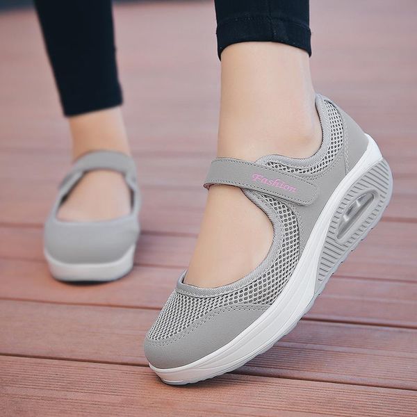 

summer women flats platform shoes woman casual mesh breathable fabric walking sneakers shoes for women female mary jane shoe, Black