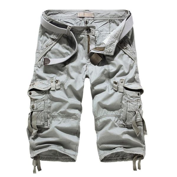 

men's shorts drop 2021 cargo men casual workout multi-pocket calf-length short pants, White;black