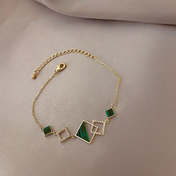 

gold plating temperament crystal square bracelet female contracted bracelet & bangle women girlfriends, Golden;silver