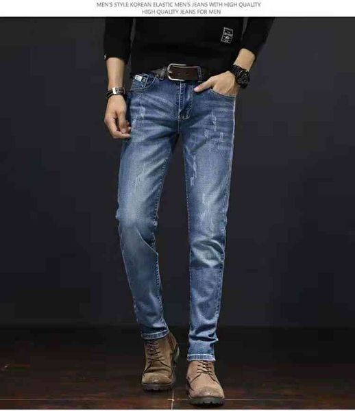 

men's jeans arrivals classic fashion designer mens jeans stretch fabric slim highgrade washed simple generous casual style pants size w, Blue