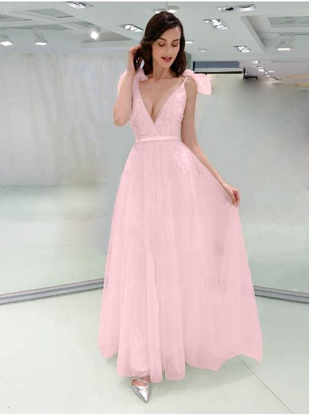 

luxury party evening dress 2021 women's deep v sleevels slim, White;pink